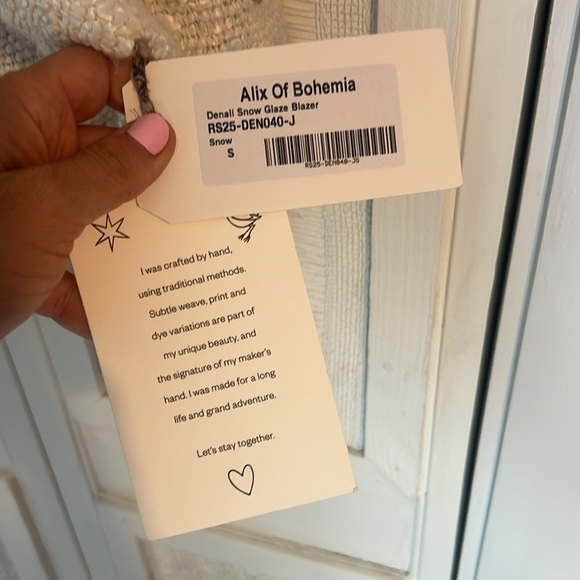 NEW ALIX OF BOHEMIA Denali snow glaze blazer jacket in snow Sz S - Picture 8 of 13